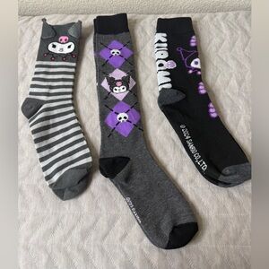 Kuromi Themed Gray and Black Socks Set Bundle New without Tags Sanrio